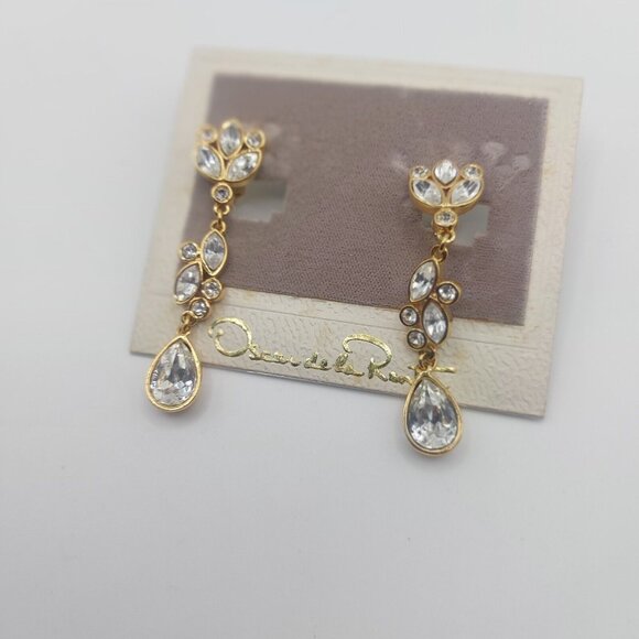 VTG Oscar de la Renta Vintage with Tag by Coro 2.5"  drop RARE GP Rhinestone - Picture 10 of 12